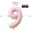 40-Inch Heart-Shaped Large Number Balloon, Baby Pink/Blue for Birthdays
