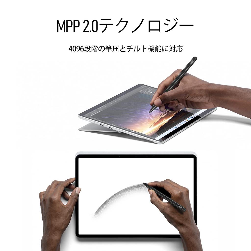 Uogic Surface Stift 4096 Druck Neigung Handfläche Schlank Schnell Flexibel Weich HB für Surface Pen, USB-C Aufladung, Stufen, & Handflächenerkennung, & Leichtgewicht, Aufladen,