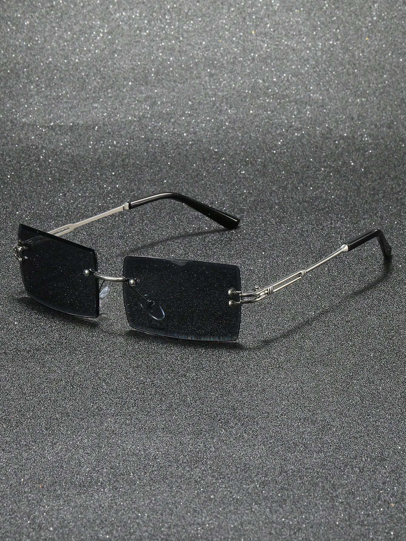 

1 шт. Модні класичні квадратні металеві безрамкові жіночі сонцезахисні окуляри для чоловіків для повсякденного життя на відкритому повітрі, вінтажні окуляри, аксесуари для окулярів.