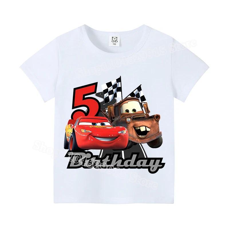 Summer Casual Cartoon Lightning McQueen Short Sleeve Tshirt Kawaii Anime Comfortable Fashion Clothes for Children Boys Girls