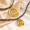 Summer Feminine Glamour Jewelry, Ocean Wind Stainless Steel Starfish Shell Pendant Leopard Velvet Necklace Nc-2764