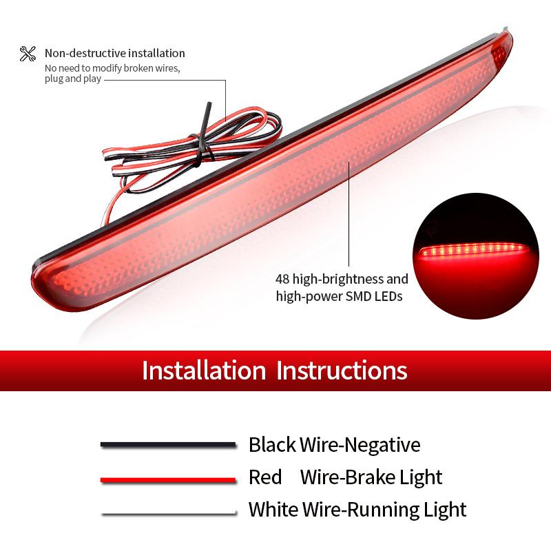 2PCS LED Rear Bumper Reflector Brake Lights Canbus For Mazda 6 2003-2008 Red/Smoked Lens Tail Stop Warning Lamps Car Accessories
