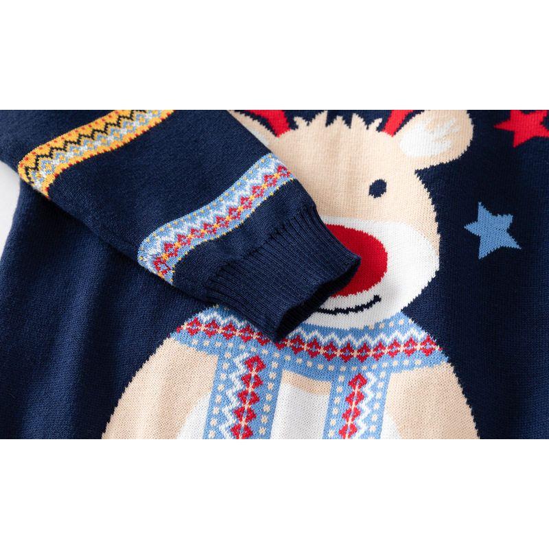 Children's Clothing Boys' Christmas Reindeer Pullover Sweater Autumn and Winter Kidsren's Striped Sleeve Knitwear Baby Star Sweater