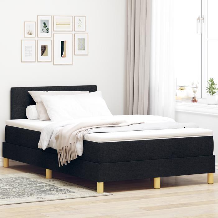 VidaXL Lit Box Spring avec Matelas &amp; LED Noir 120x190 cm Tissu 3342424