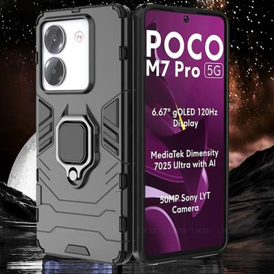 Pour Poco M7 Pro Étui Housse Xiaomi Poco M7 Pro 5G Capa Téléphone Arrière Armure Bumper Antichoc Anneau Magnétique Support Fundas Poco M7 Pro