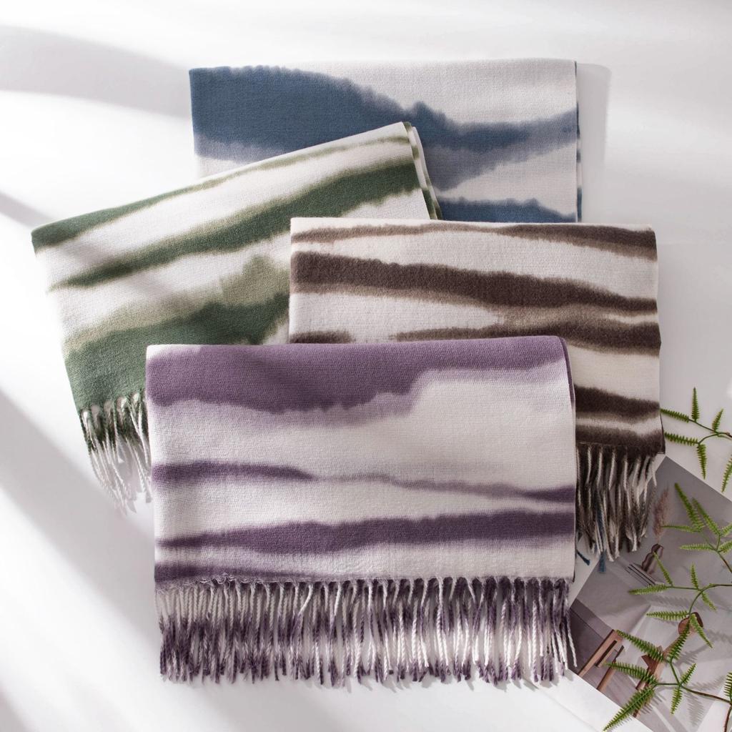 Neuer weicher und warmer Schal mit Zebra-Streifen und Fransen aus Kunstkaschmir, hochwertiger Schal/Tuch für Damen