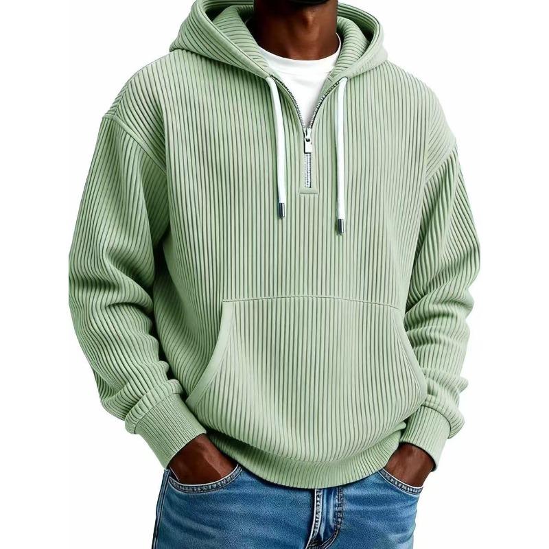QICED Men's Fashion Autumn/Winter Long Sleeves Hooded Casual Solid Color Print Autumn Winter Hoodie