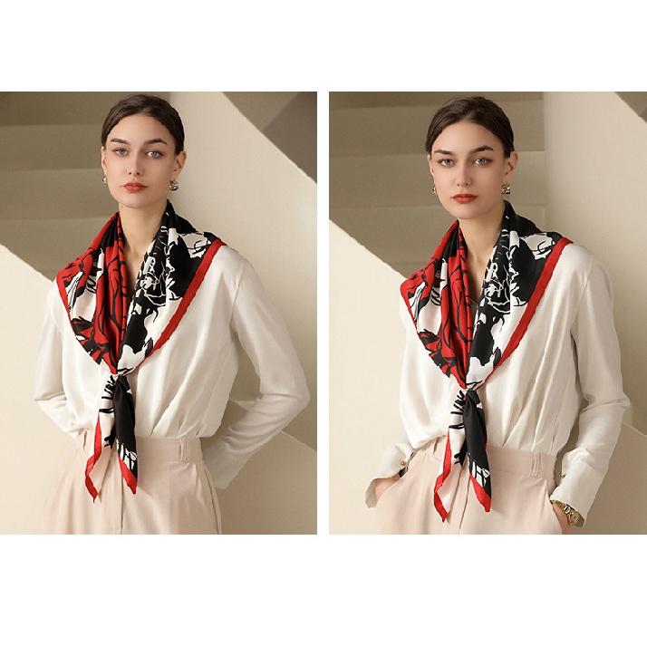 CIC Kvinner Twill Satin Polyester Silke Følelse Firkantet Hårinnpakning Firkantede Skjerf Spring