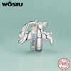 WOSTU Easter Eeries 925 Sterling Silver Colorful Rabbit Charm Lucky Star Egg Pendant Safty Chain Easter Basket Stuffers DIY Gift