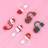 6pc Cartoon Christmas Silicone Straw Covers Cap Drinking Straw Tip Lids Reusable