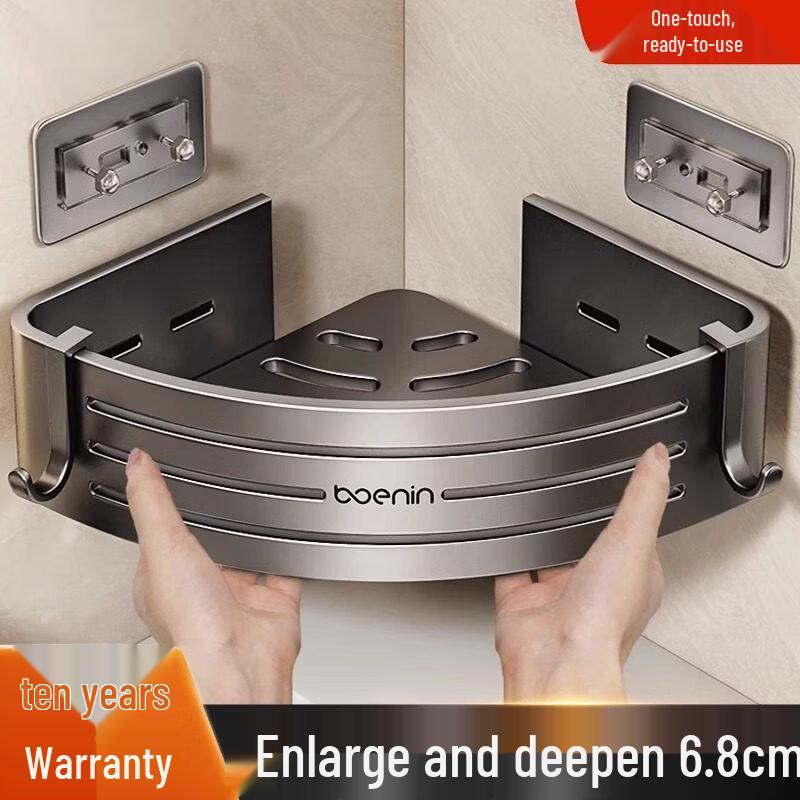 

Угловая полка для ванной комнаты из алюминия, цвет оружейный металл