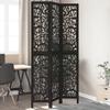 Vidaxl Room Divider, 3-Panel, Black, Solid Paulownia Wood