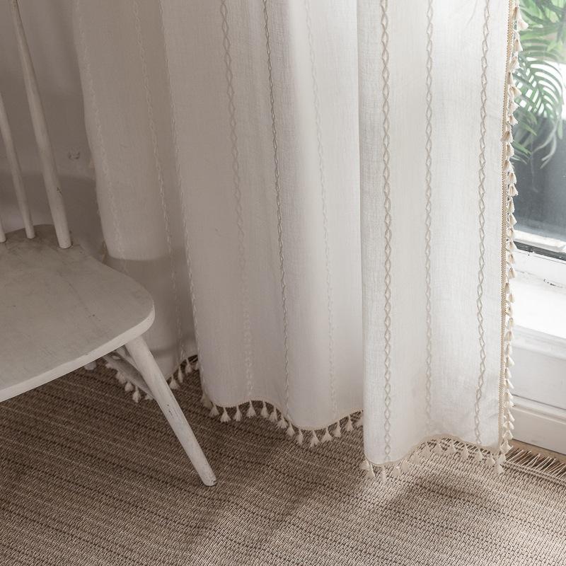 Curtain Finished Orange Multi-Striped Lines Contrasting Color Kitchen Curtain Semi-Blackout Floating Curtain