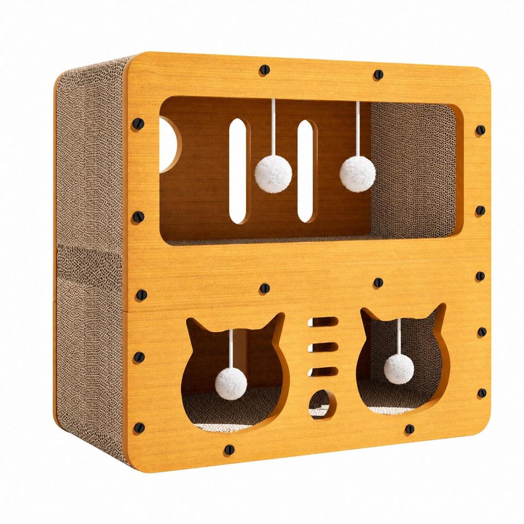 Cat House with Scratcher Two-sidedSided Cardboard Scratching Shelter Indoor