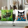 Black Cat And Floral Patterned Decorative Throw Pillows Polyester pillowcase, sofa decorative cushion cov Headboard Pillow