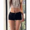 Women's Spicy Girl Black Denim Super Short Elastic A-line Hip-hugging Shorts