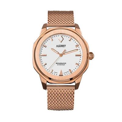 Reloj Unisex Renacimiento Oro Rosa y Blanco Milanés Automático NY41-BD2M-6B9A 200M