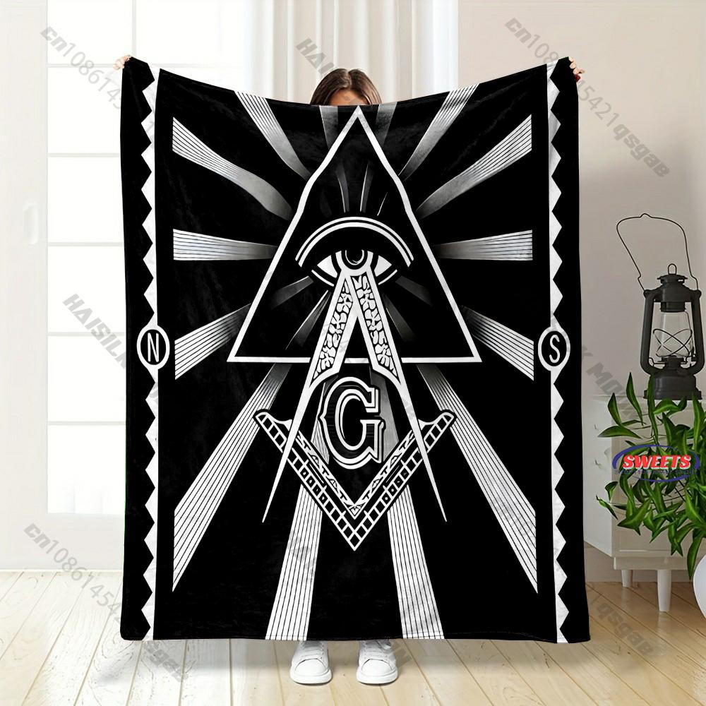 Large Size Lightweight Classic M-Freemas0nry Print Blanket Super Soft Cozy Home Bed Sofa Office Camping Shawl Blanket Great Gift
