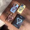 Tagi Happy Metal Frame Leather Heart Phone Case Full Coverage Anti-Scratch Drop Protection iPhone 17 Pro Max Holiday Gift - Happy Sea Salt