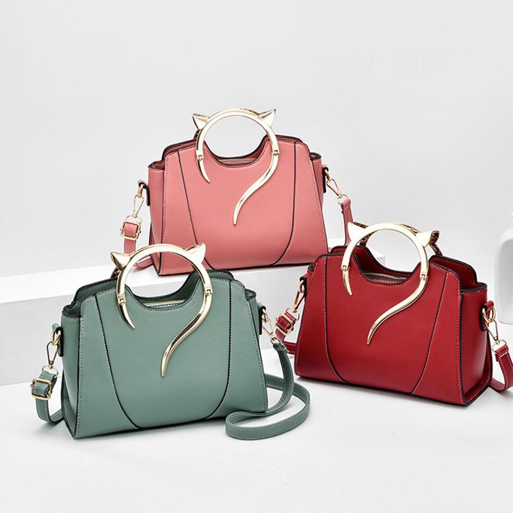 Women Cat Ear Top Handle Crossbody Bag PU Leather Shoulder Messenger Handbag