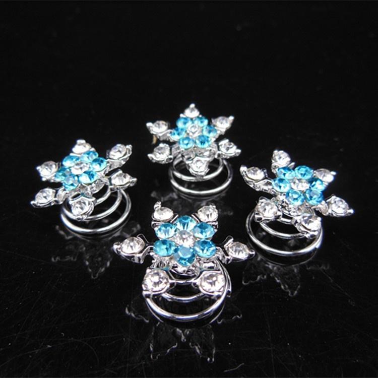 3Pcs/10Pcs Wedding Party Bridesmaid Hair Jewelry Bridal Bride Blue Crystal Spiral Hair Pin