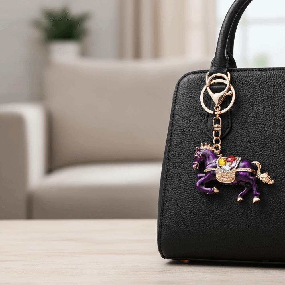 Cartoon Horse Keychain Oil Painting Bag Hanging Ornaments Bag Pendant Car Key Chain  Men