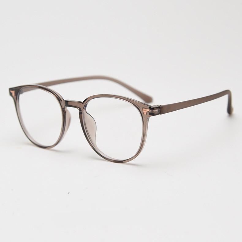 Brown Blue Light Glasses TR90 Ultralight Gradient Eyeglasses Transparent Big Round Reading Glasses For Women Men