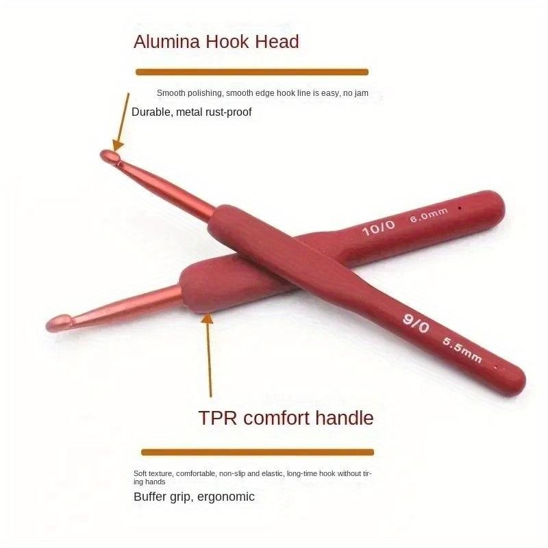2-10mm Háčkování 9ks/Sada Háčky Matná Silikonová Rukojeť Hliníkový Ručně Vyráběný DIY Háček Háčkování Svetr Pletení Šicí Nástroj
