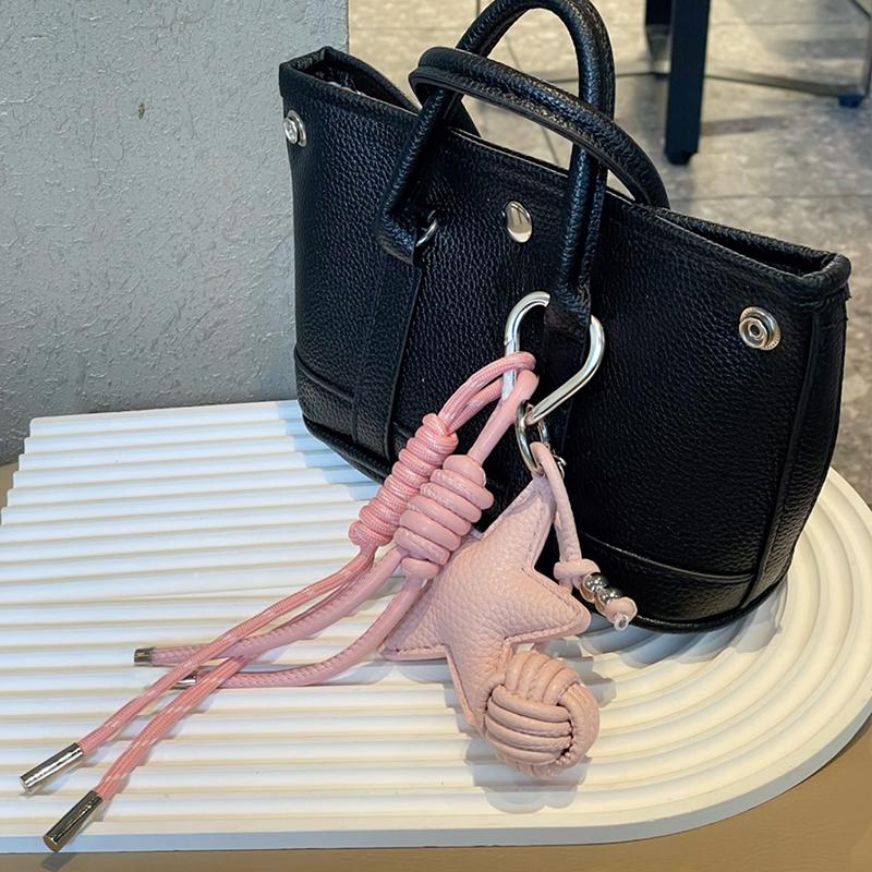 PU Leather Star and Ball Pendant Love Heart Ring Keychain Women Bag Decoration Backpace Accessories for Daily Use or Party Gifts
