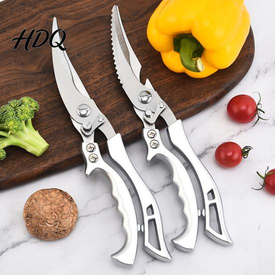 Linkshänder Rechtshänder Schere Robuste Küchenschere mit Federgriff Edelstahl Geflügel für Mehrzweck Hähnchen Fisch Rippen 6-in-1