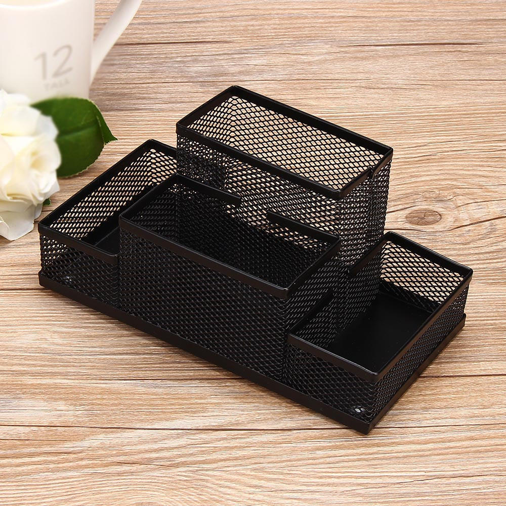 Metal Mesh Home  Pen Pencils Holder Desk Stationery Storage Organizer Box 