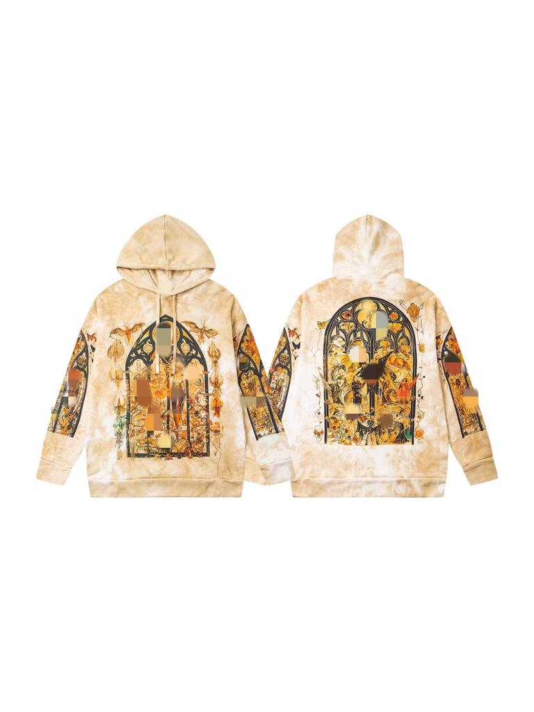 American High Street Washed Print Loose Casual Hoodie Sweatshirt for Couples