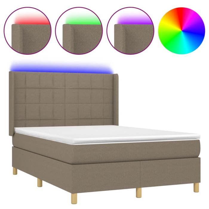 VidaXL Slat Bed Base with Mattress and LED, Upholstered Bed, Double Bed, Adult Bed for Interior Bedroom, 3138881