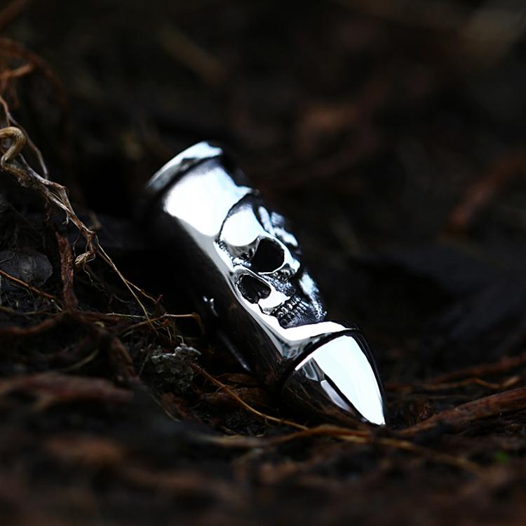 SS8-612P Steel Soldier Skull Men Chains Necklace Jewelry Stainless Steel Bullet Shape Pendant with Skull