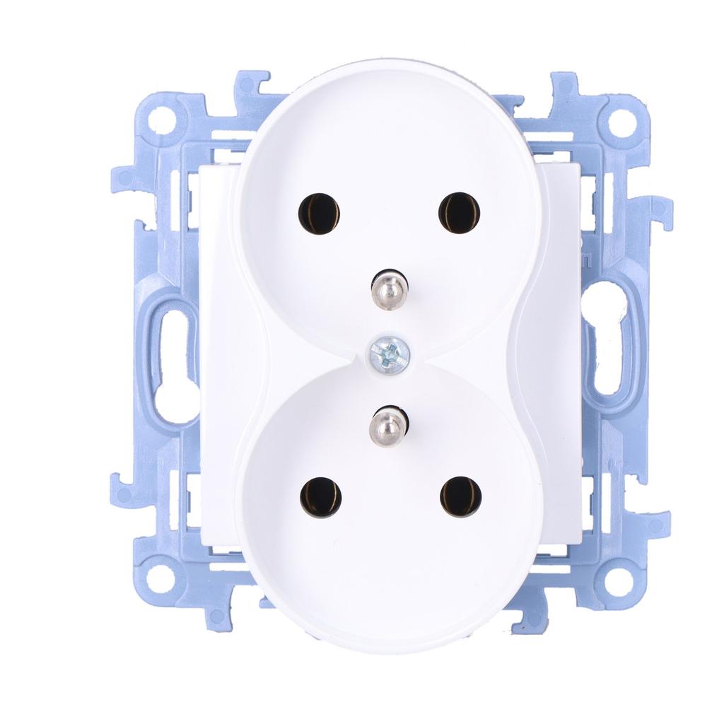 Double Socket Outlet with Grounding (module) 16 A, 250 V~, Screw Terminals