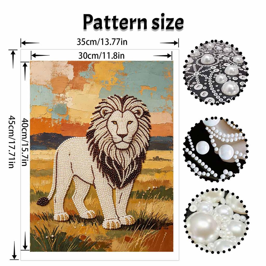 DIY Perlenkunst Malerei Majestätischer Löwe Handgemachtes Handwerk Moderne Wanddekoration Freizeit Entspannungsaktivität Nettes Geschenk für Anfänger Kunstschaffende Zuhause