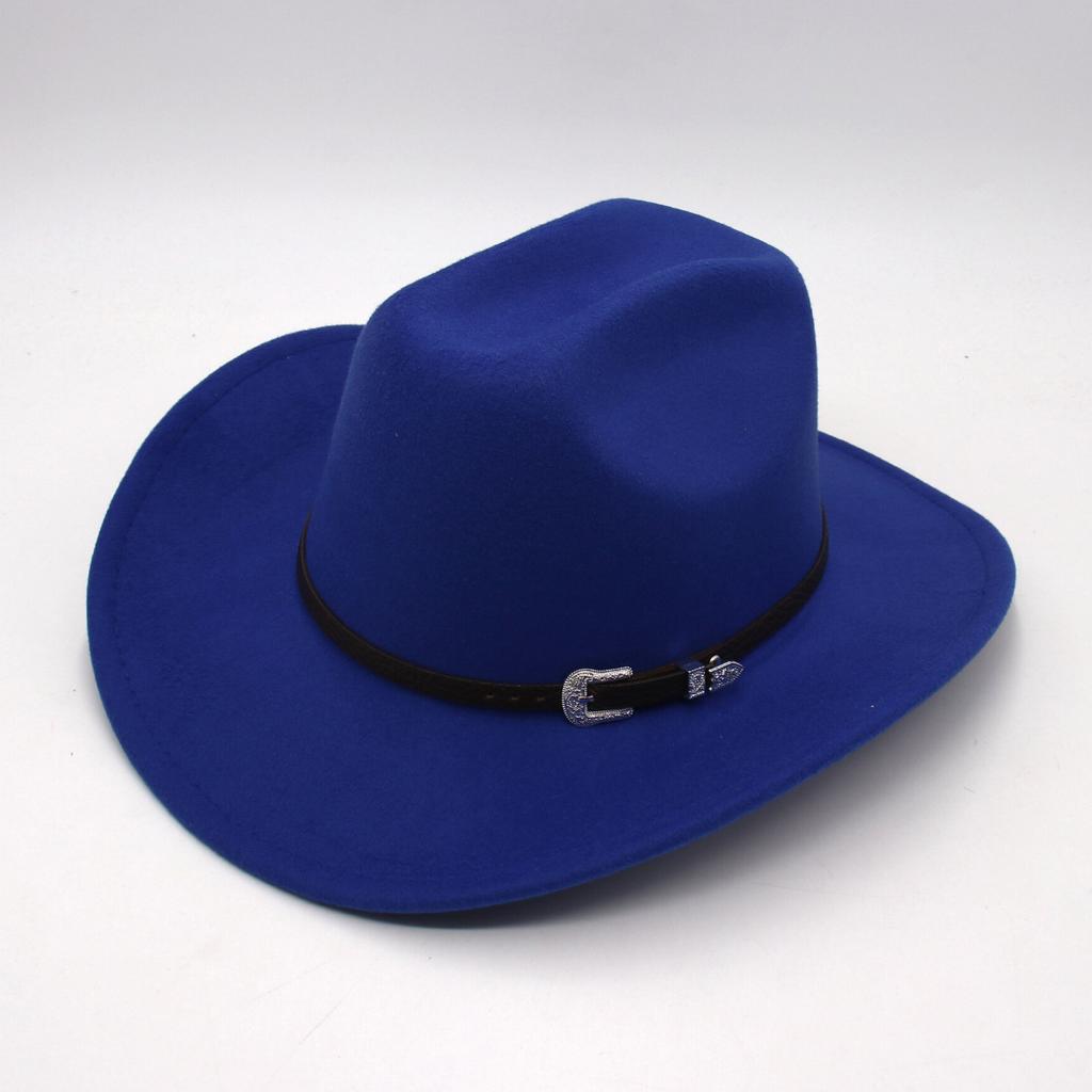 Top Hat Western Cowboy Hat Jazz Hat Retro Felt Hat Belt Wool Hat Men'S And Women'S