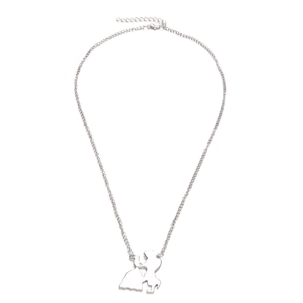 Necklace Women Creative Beautiful Women And Beasts Necklace Alloy Electroplating Pendant Spot