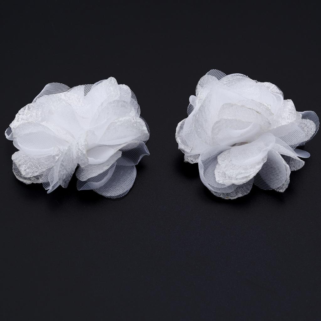 2pcs 5.5cm Chiffon Fabric Flowers Colorful Burnt Edge Artificial Flowers For Wedding Party DIY Handmade Clothing Headwear Decor