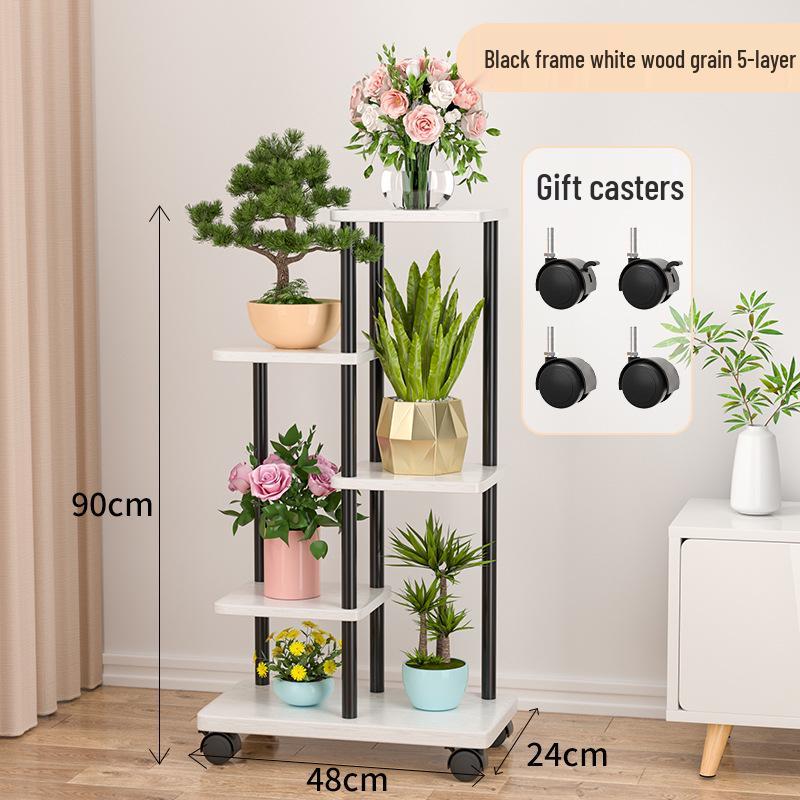 Wrought Iron Multi-Layer Tall Indoor Flower Stand for Living Room or Balcony