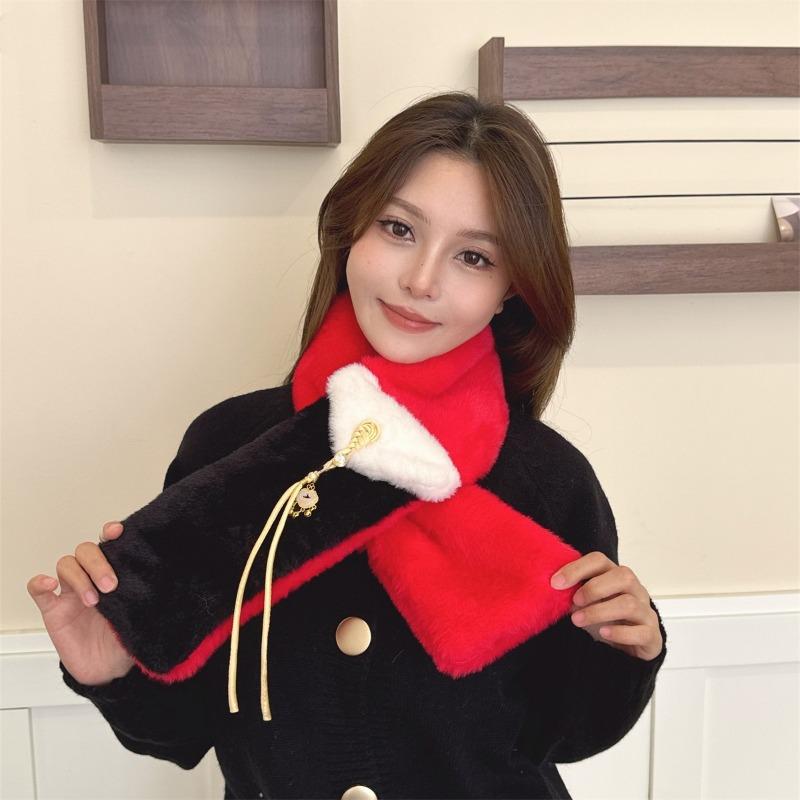 New Christmas New Red New Year's Day Scarf Women's Winter Warm Atmosphere Versatile Scarf