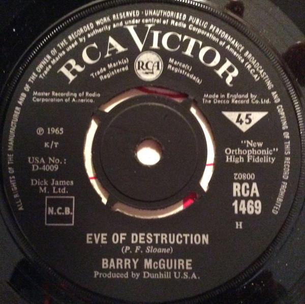 7inch Record BARRY MCGUIRE - Eve Of Destruction RCA1469 RCA Victor 1965 UK Rock Used