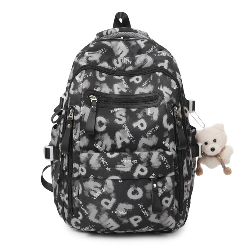 Школьный рюкзак большого объема с принтом для старшеклассников, мужчин и женщин, студенческий рюкзак