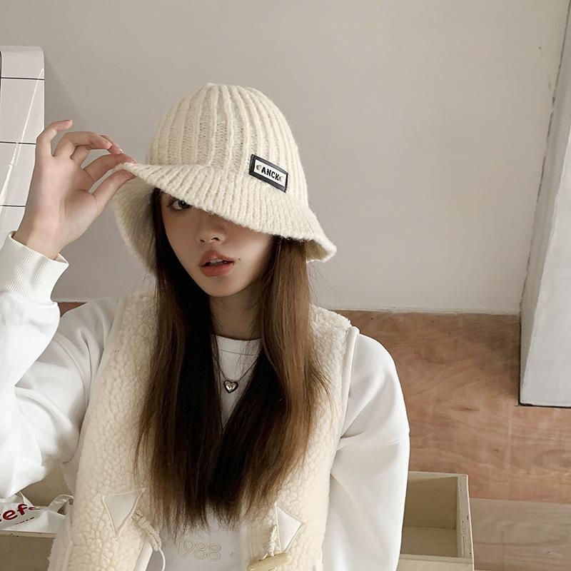 

No makeup retro knitted fisherman s hat children s autumn and winter new versatile warm wool hat fashion basin hat adult (56-58cm) грязно-белый