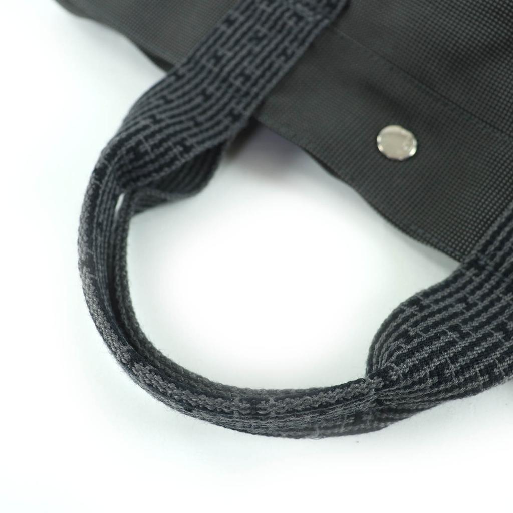 Ausgezeichnete HERMES Handtasche Her Line MM Serie Metall Canvas Tragetasche grau Damen Gebraucht