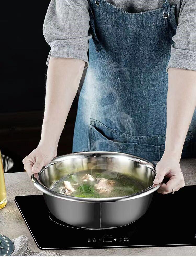 2.5mm Thick Stainless Steel Large-Capacity Kitchen Basin for Vegetable Washing and Dough Mixing