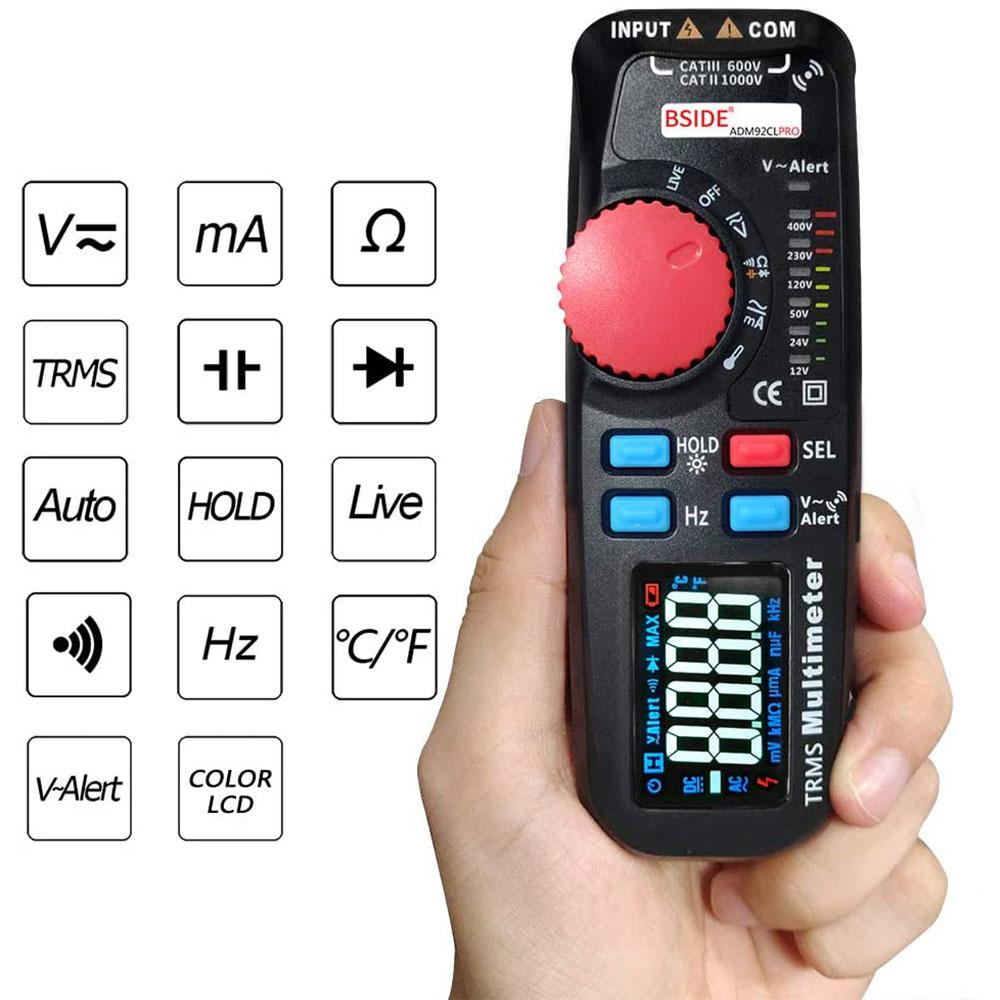 ADM92CL PRO True RMS Digital Multimeter Color Display Auto Range 6000 TRMS Tester With Live Wire Check Temp Hz Ohm Diode Meter