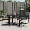 VidaXL Garden Chairs Set of 4 with Cushions Black Wicker, Garden Seat, Outdoor Seating, Chair 4008575