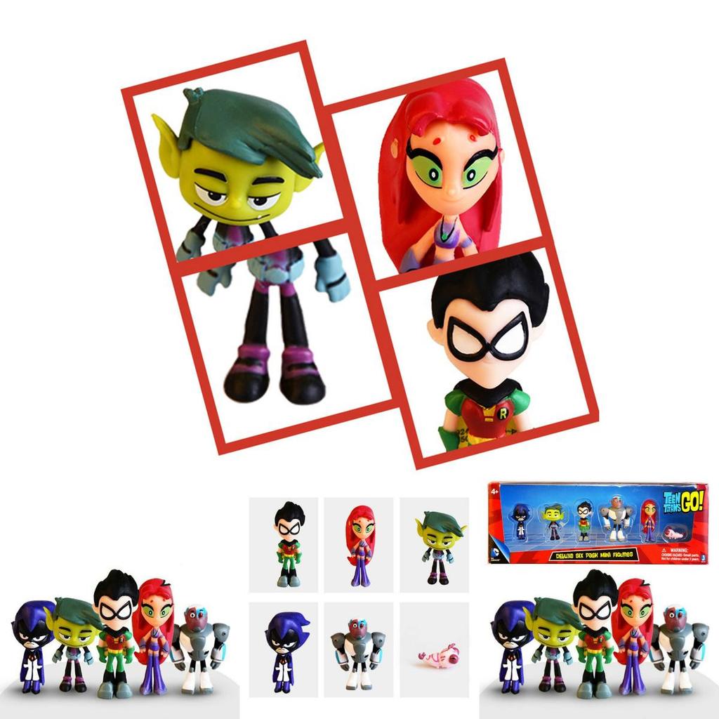 Vibrant Teen Titans Go Figure Set Featuring Robin Raven Beast Boy Starfire Collectibles