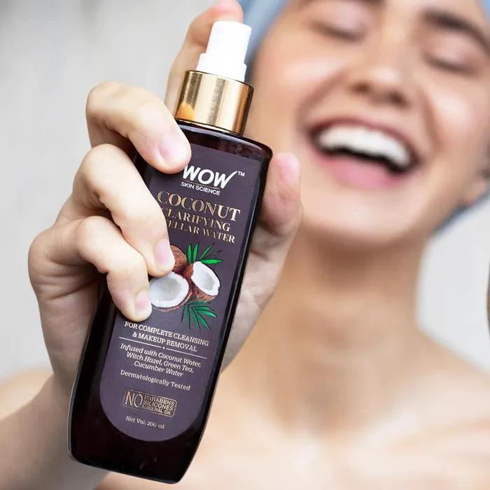 Wow Skin Science Coconut Clarifying Micellar Water für eine gründliche Reinigung und Make-up-Entfernung, 200 ml